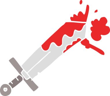 Bir insan tarafından çizilmiş düz renkli çizgi film kılıcı.