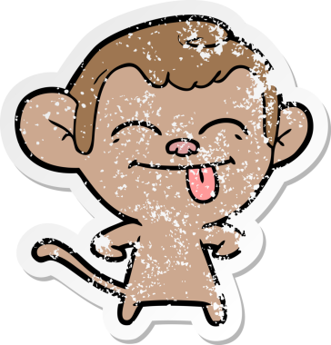 Bir insan tarafından çizilmiş komik bir maymunun sıkıntılı çıkartması.