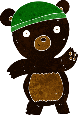 Bir insan tarafından çizilmiş sevimli çizgi film kara ayısı.