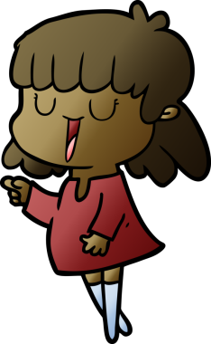 Bir insan tarafından çizilmiş bir çizgi film kadını.