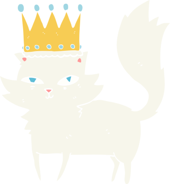 Bir insan tarafından çizilmiş gösterişli kedinin düz renk çizimi