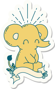 Bir insan tarafından çizilmiş dövme stili şirin bir fil.