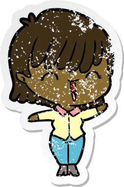 Bir insan tarafından çizilmiş karikatür bir kadının sıkıntılı çıkartması.