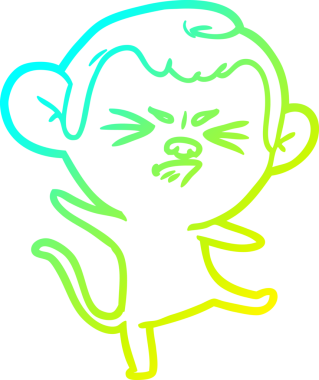 Bir insan tarafından çizilmiş, sinir bozucu bir maymunun soğuk çizgi çizimi.