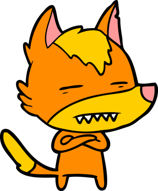 Bir insan tarafından çizilmiş tilki çizgi film karakteri