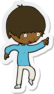 Bir insan tarafından çizilmiş endişeli bir çocuğun çıkartması.