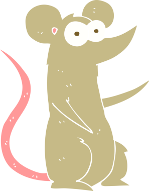 Bir insan tarafından çizilmiş bir farenin düz renk çizimi