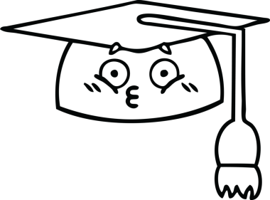 Mezuniyet şapkası çizimi bir insan tarafından çizilmiş.
