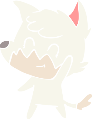 Bir insan tarafından çizilmiş düz renkli çizgi film dost tilkisi.