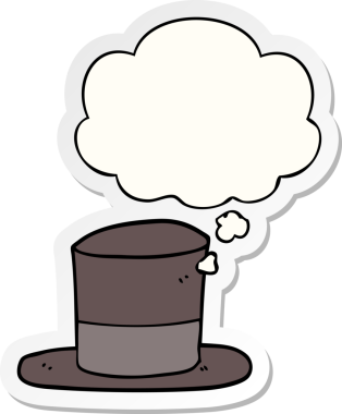 Düşünce baloncuklu çizgi film şapkası insan tarafından çizilmiş bir çıkartma.