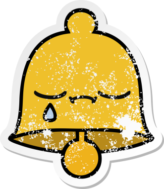 Bir insan tarafından çizilmiş sevimli bir çanın sıkıntılı çıkartması.