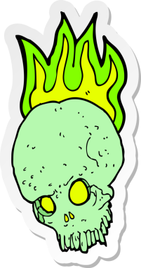 Bir insan tarafından çizilmiş ürkütücü bir karikatür çıkartması.