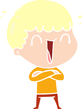 Bir insan tarafından çizilmiş düz renkli karikatür adam.