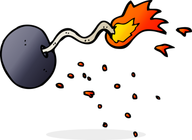 Bir insan tarafından çizilmiş yuvarlak bir bomba.