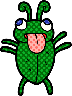 Bir insan tarafından çizilmiş komik çizgi film böceği.