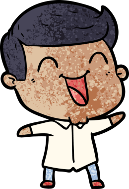 Bir insan tarafından çizilmiş gülen çizgi film adamı.