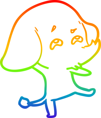 gökkuşağı gradyan çizimi bir insan tarafından çizilmiş bir fil karikatürü