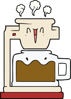 Bir insan tarafından çizilmiş sıcak kahve demliği.