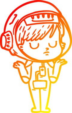 Bir insan tarafından çizilmiş bir astronot kadın çizgi çizimi.