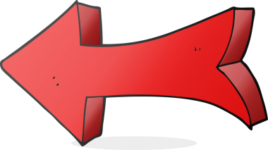 Bir insan tarafından çizilmiş serbest çizgi film işaretli ok