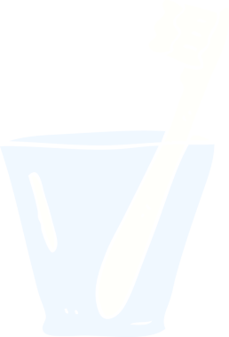 Bir insan tarafından çizilmiş camdaki diş fırçasının düz renk çizimi