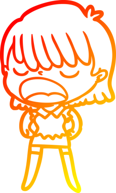 Bir insan tarafından yüksek sesle çizilmiş bir çizgi film kadını çizimi.