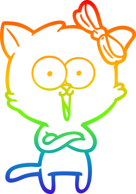 gökkuşağı gradyanı çizimi bir insan tarafından çizilmiş çizgi film kedisi