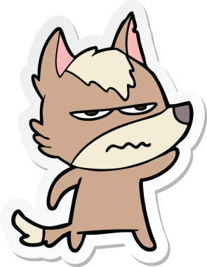 Bir insan tarafından çizilmiş kızgın bir kurdun çıkartması.