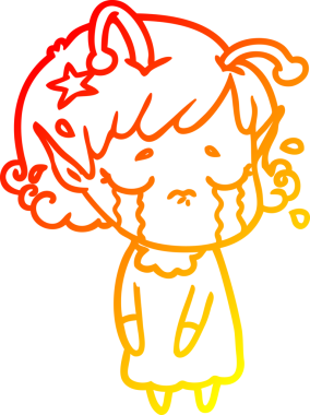 Bir insan tarafından çizilmiş, ağlayan uzaylı bir kızın sıcak çizgi çizimi.