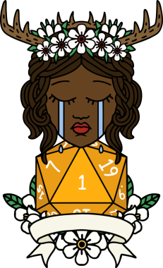 Retro Dövme Tarzı Ağlayan İnsan Druid Bir insan tarafından çizilmiş doğal bir ruloyla