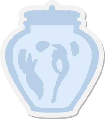 Bir insan tarafından çizilmiş büyü malzemeleri kutusu etiketi.