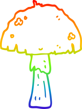 gökkuşağı gradyan çizgi çizimi bir insan tarafından çizilmiş mantar karikatürü