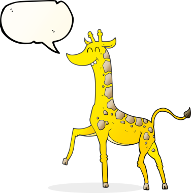 Bir insan tarafından çizilmiş serbest konuşma balonu karikatürü zürafası