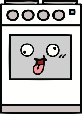 Bir insan tarafından çizilmiş güzel bir mutfak fırını karikatürü.