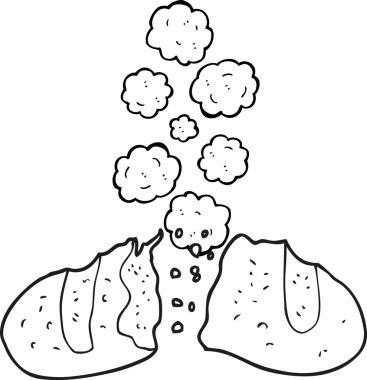 Bir insan tarafından çizilmiş siyah beyaz ekmek karikatürü.