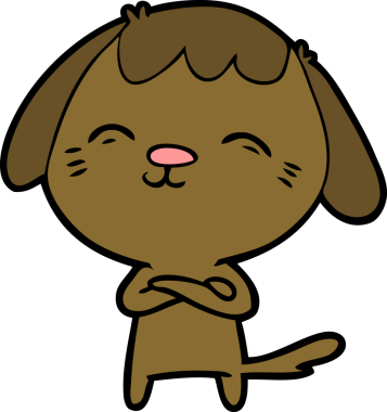 Bir insan tarafından çizilmiş mutlu çizgi film köpeği.