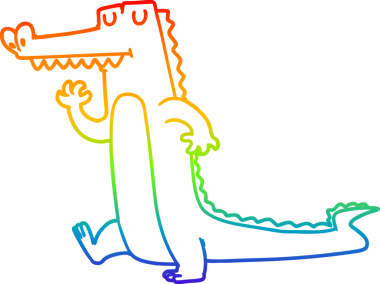 gökkuşağı gradyan çizgi çizimi bir insan tarafından çizilmiş bir timsah çizgi