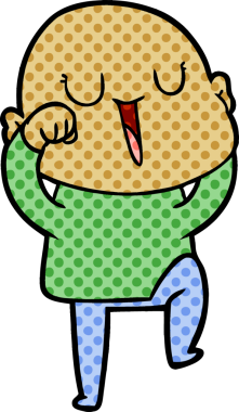 Bir insan tarafından çizilmiş mutlu, kel adam.