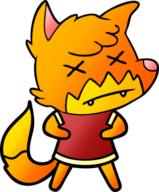 Bir insan tarafından çizilmiş tilki çizgi film karakteri