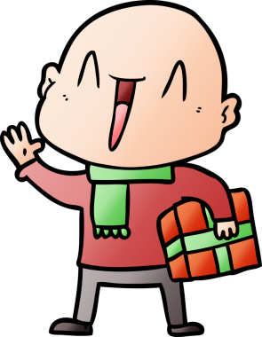 Bir insan tarafından çizilmiş mutlu, kel adam.