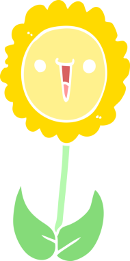 Bir insan tarafından çizilmiş düz renk çizgi film çiçeği