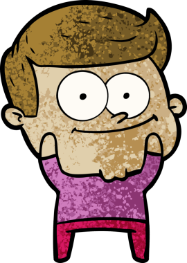 Bir insan tarafından çizilmiş mutlu bir adam.