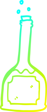 Bir insanın çizdiği sihirli iksirin soğuk çizgi çizimi.