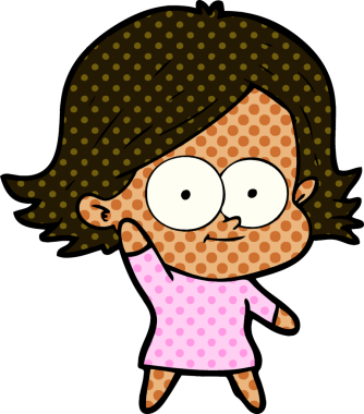 Bir insan tarafından çizilmiş mutlu çizgi film kızı.