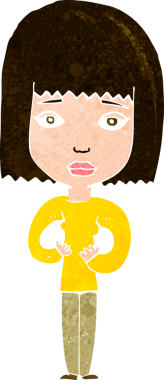 Bir insan tarafından çizildiğini gösteren karikatür kadın.