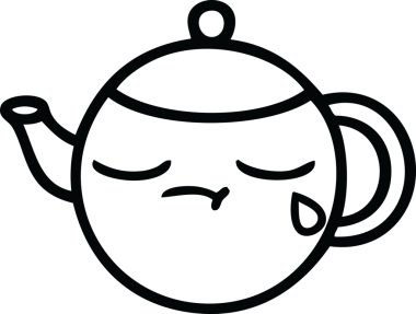 Bir insan tarafından çizilmiş bir çaydanlığın çizgi çizimi