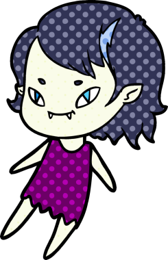 Bir insan tarafından çizilmiş çizgi film dostu vampir kız.