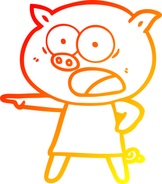 Bir insan tarafından çizilmiş bağıran çizgi film domuzu çizimi.