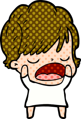 Bir insan tarafından çizilmiş bir karikatür kadın konuşuyor.