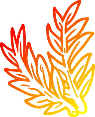 Bir insan tarafından çizilmiş karikatür bitkisinin sıcak gradyan çizimi